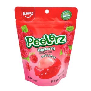 Amos Peelerz Gummy Raspberry Candy 6oz 12ct